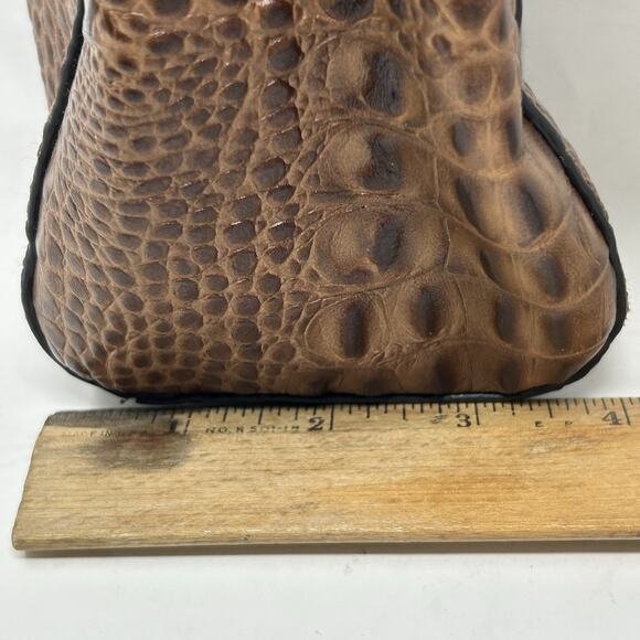 Etienne Aigner Leather Shoulder Bag Brown Croc Embossed Double Handles Pristine - Picture 14 of 15